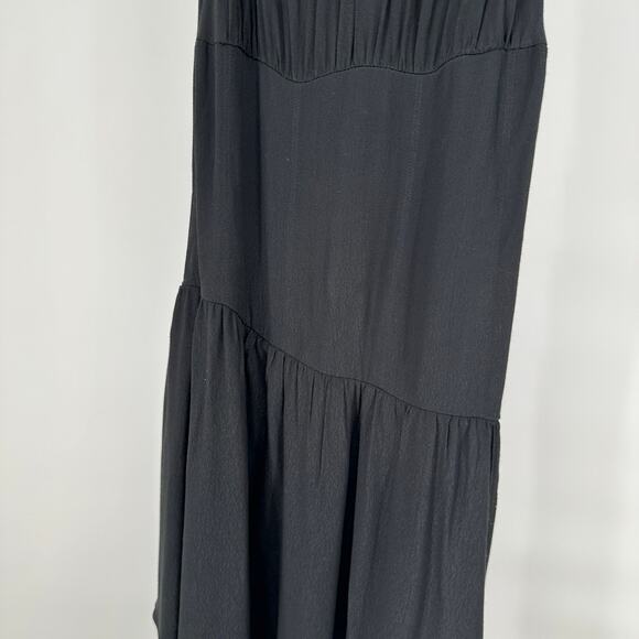 Chelsea28 Black Jewel Neck Sleeveless Tiered Asymmetric Midi Dress Womens XS - Picture 10 of 11